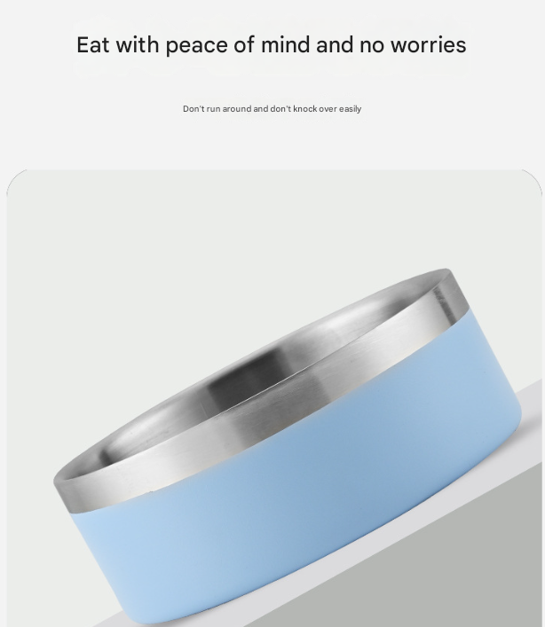 Silver Premium 304 Stainless Steel Pet Bowl (32oz) - Non-Slip, Anti-Tip Food & Water Dish for Dogs & Cats - Durable & Easy Clean - Image 4