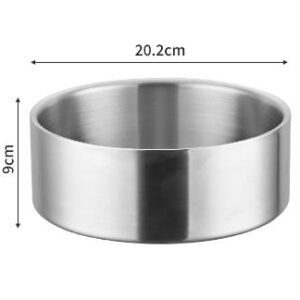 Silver Premium 304 Stainless Steel Pet Bowl (64oz) - Non-Slip, Anti-Tip Food & Water Dish for Dogs & Cats - Durable & Easy Clean
