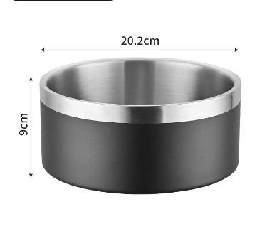 Black and Silver Premium 304 Stainless Steel Pet Bowl (64oz) - Non-Slip, Anti-Tip Food & Water Dish for Dogs & Cats - Durable & Easy Clean