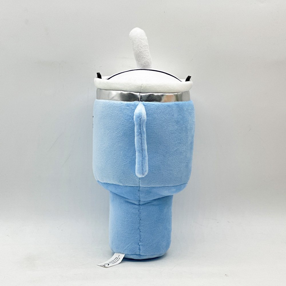 Blue Plush Travel Mug Squeaky Dog Toy - Soft Polyester Chew Toy for Boredom Relief & Interactive Fun - 31cm - Image 4