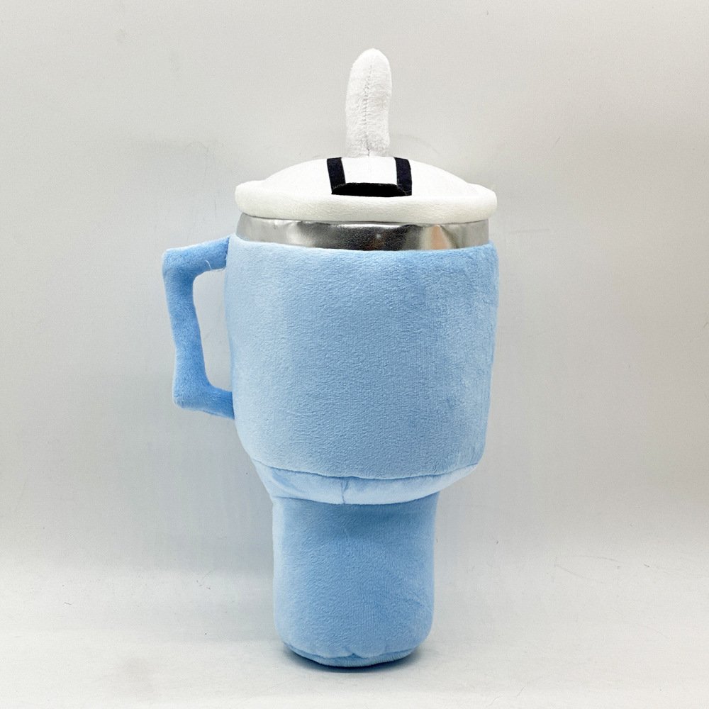 Blue Plush Travel Mug Squeaky Dog Toy - Soft Polyester Chew Toy for Boredom Relief & Interactive Fun - 31cm - Image 5