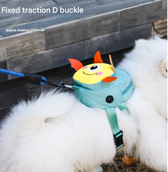 Green Adorable Monster Pet Backpack Harness - Small Dog & Cat Treat Pouch with Poop Bag Dispenser - Image 8