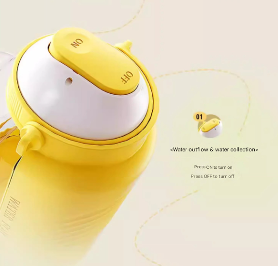 Yellow Large Capacity 2-in-1 Pet Travel Water & Food Bottle Dispenser - Portable Outdoor Dog Feeder with Shoulder Strap - Image 4