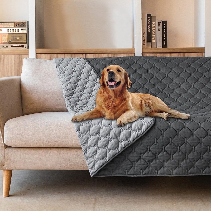 Grey 2-Sided Waterproof Pet Sofa Cover - Dog Bed Protector Blanket for Furniture, Couches & Car Seats (200x260cm, Machine Washable) - Image 2