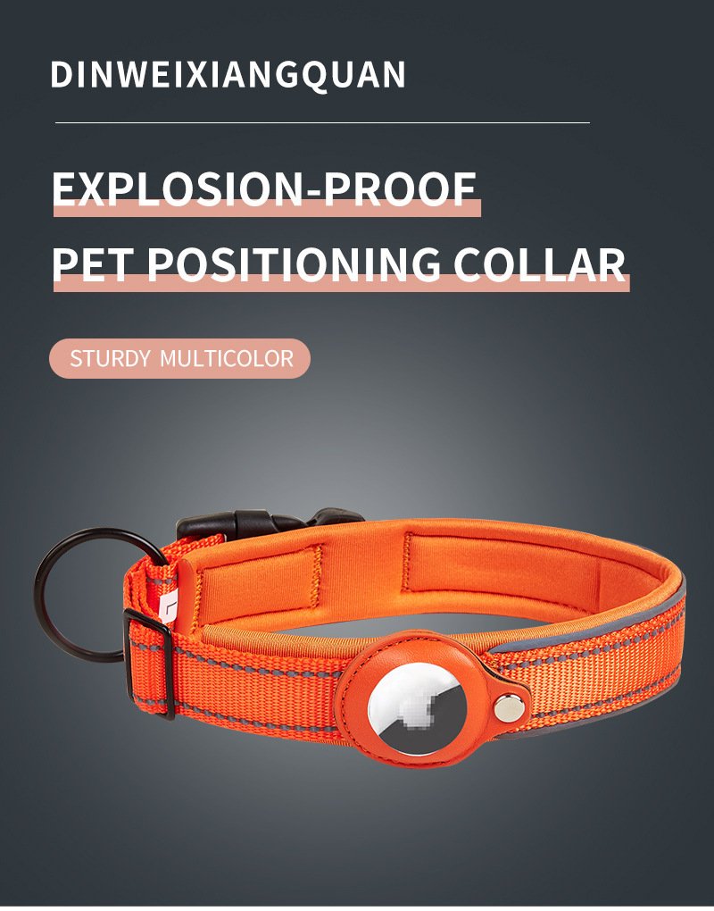Size L Black Reflective Adjustable Anti-Lost Pet Collar (For Apple AirTag - Collar Only, Tracker Not Included) - Image 3