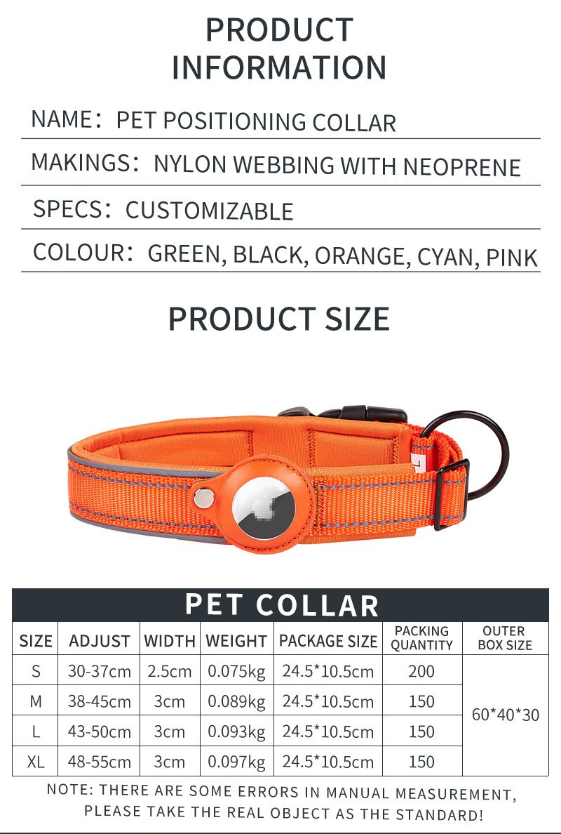 Size S Red Reflective Adjustable Anti-Lost Pet Collar (For Apple AirTag - Collar Only, Tracker Not Included) - Image 4