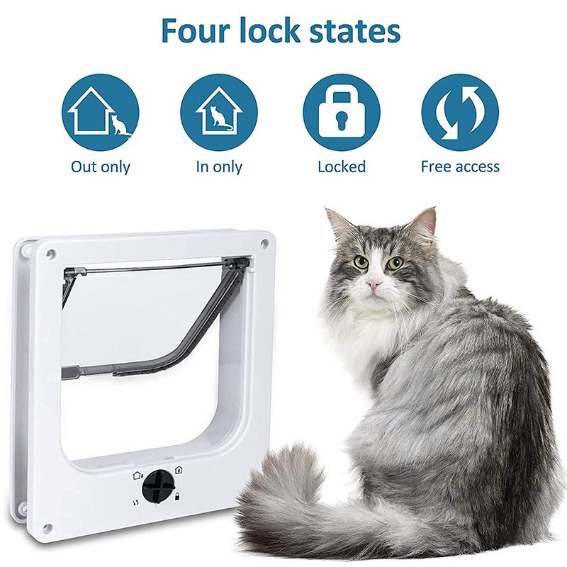Size XL White 4-Way Locking Pet Flap Door for Cats and Small Dogs - Weatherproof Magnetic Cat Door - Image 3