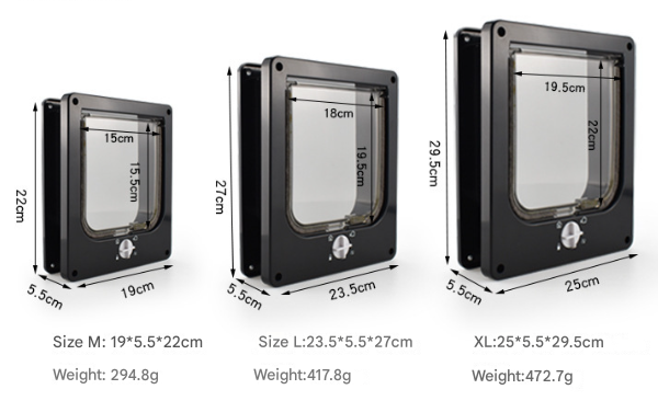 Size XL White 4-Way Locking Pet Flap Door for Cats and Small Dogs - Weatherproof Magnetic Cat Door - Image 7