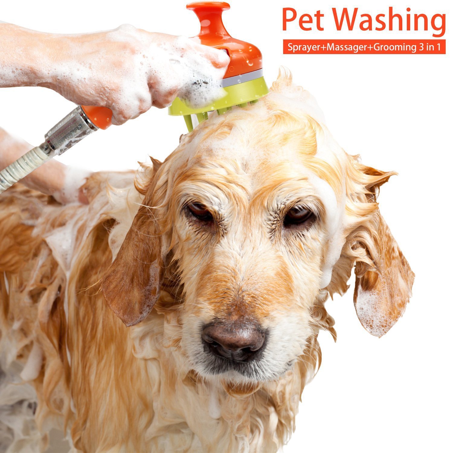 White Ultimate Pet Bathing Showerhead - Dog-Friendly Pressure-Boost Spray with Foamer - Image 3