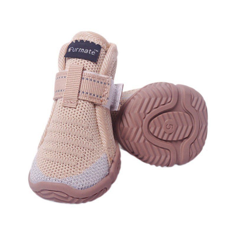 5# Khaki Breathable Woven Dog Shoes for Small to Medium Dogs - Non-Slip, Durable, Anti-Dirty Paw Protectors