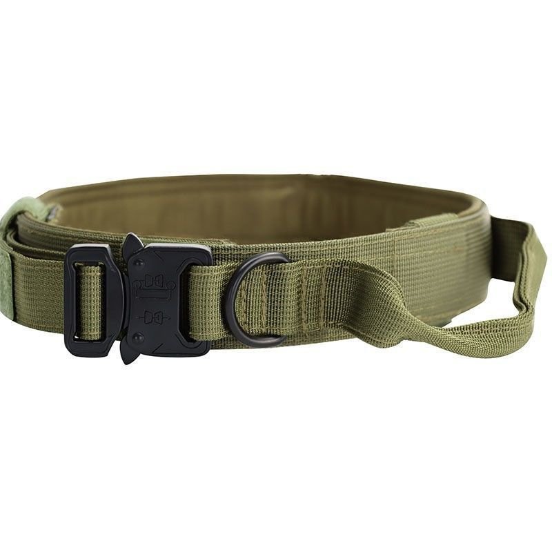 M Green Tactical Dog Collar - Heavy Duty Nylon Pet Collar for Medium & Large Dogs, Adjustable (3.8cm Width)