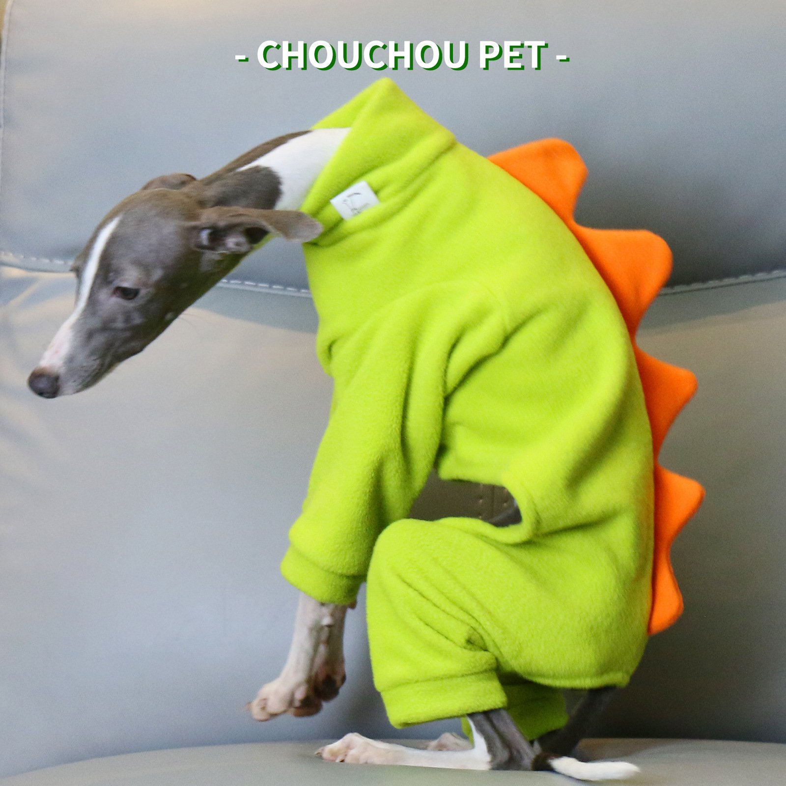 XL Adorable Dinosaur Fleece Dog Jumpsuit - Warm Winter Pajamas for Whippets & Italian Greyhounds - Image 2