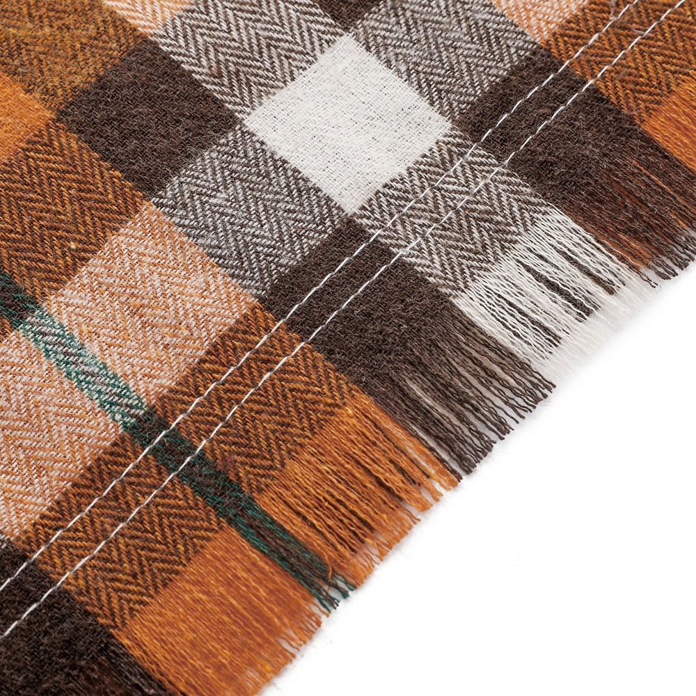 Brown M 65x45x45cm Thanksgiving Plaid Dog Bandana 2-Pack - Festive Tassel Triangle Scarf for Pets - Image 2