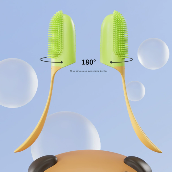 Yellow 5-Pack Pet Finger Toothbrush Set for Dogs & Cats - Soft Silicone Dental Care Brush for Healthy Gums & Teeth - Image 2