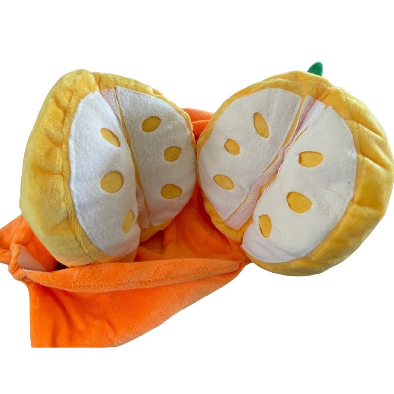 Plush Orange Squeaky Dog Toy - Interactive Fruit Chew Toy for Small Dogs & Puppies - Image 3