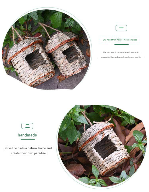 3-Piece Handcrafted Natural Grass Bird Nest - Eco-Friendly Pet Garden Decor(14*10cm) - Image 2