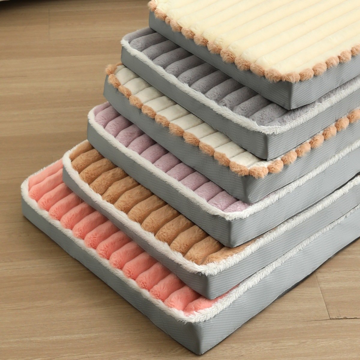 2-Piece Grey Sponge large pet bed - plush dog mat, detachable, washable, anti-slip base(50*40*8cm) - Image 4