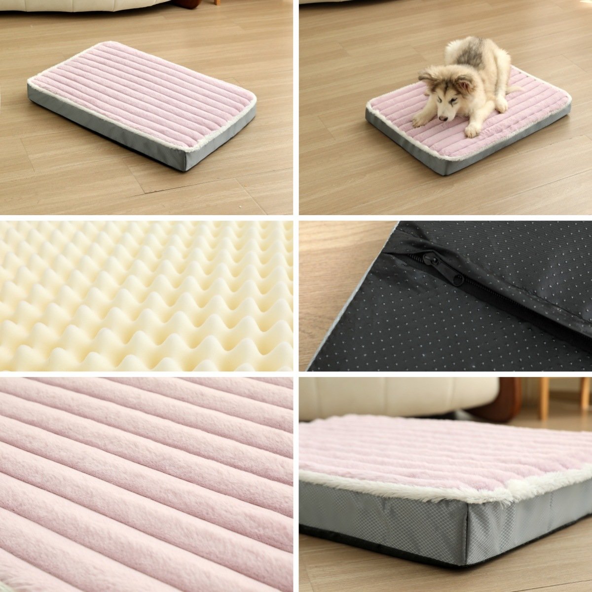 2-Piece White Sponge large pet bed - plush dog mat, detachable, washable, anti-slip base(50*40*8cm) - Image 3
