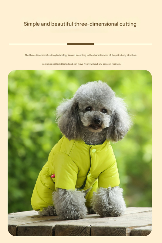 Turmeric Warm Puffer Dog Coat - Waterproof Four-Legged Winter Jumpsuit for Small Dogs - Image 3