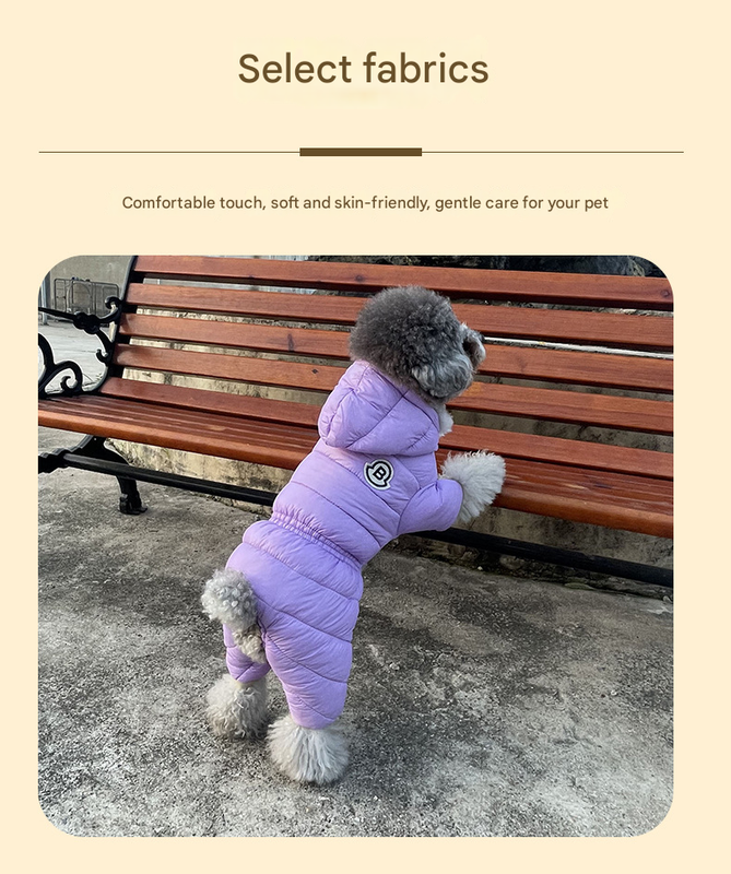 Turmeric Warm Puffer Dog Coat - Waterproof Four-Legged Winter Jumpsuit for Small Dogs - Image 4