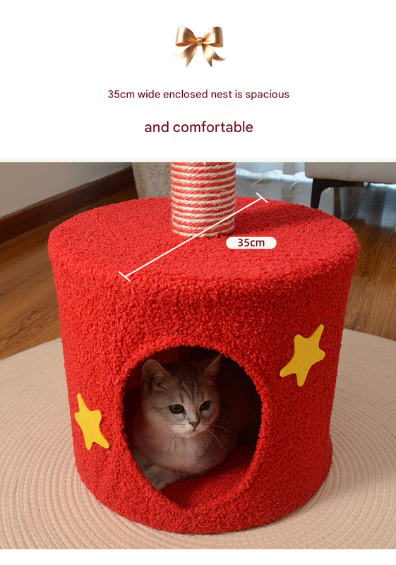 Festive Christmas Tree Cat Scratcher & Condo | 2-in-1 Sisal Post with Cozy Hideaway Bed - Image 4