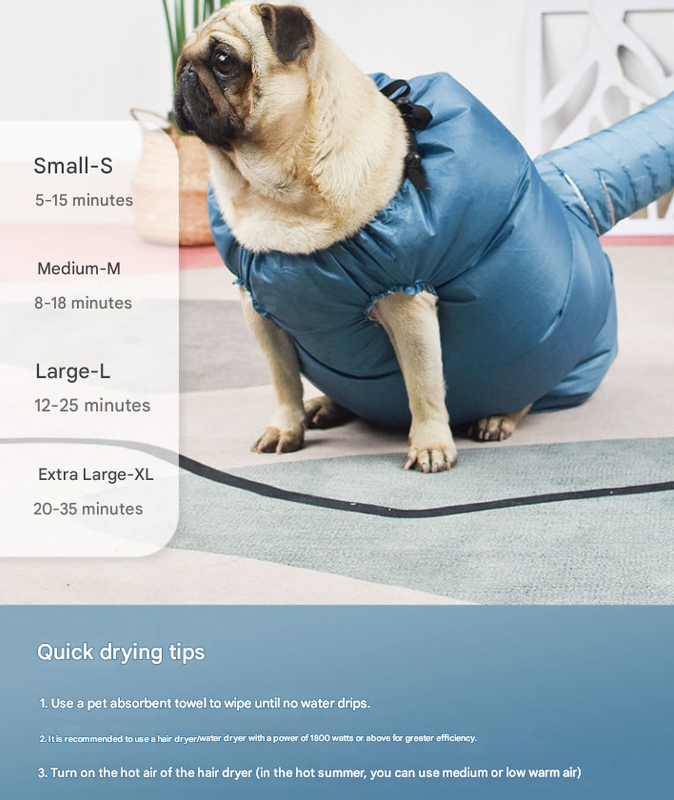 Portable Pet Grooming Dryer Bag - Hands-Free Quick-Drying Coat for Dogs & Cats After Bath(Size S) - Image 2