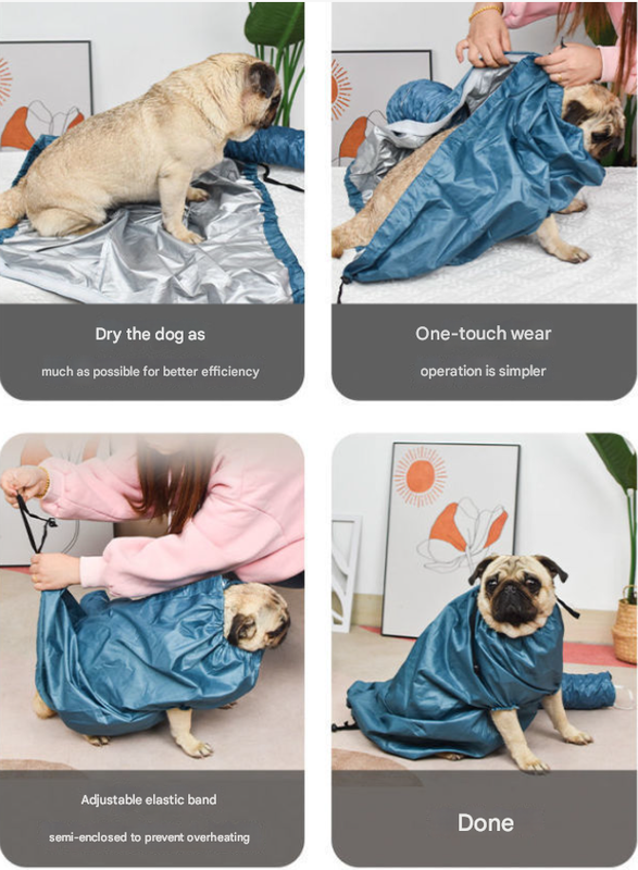 Portable Pet Grooming Dryer Bag - Hands-Free Quick-Drying Coat for Dogs & Cats After Bath(Size S) - Image 4