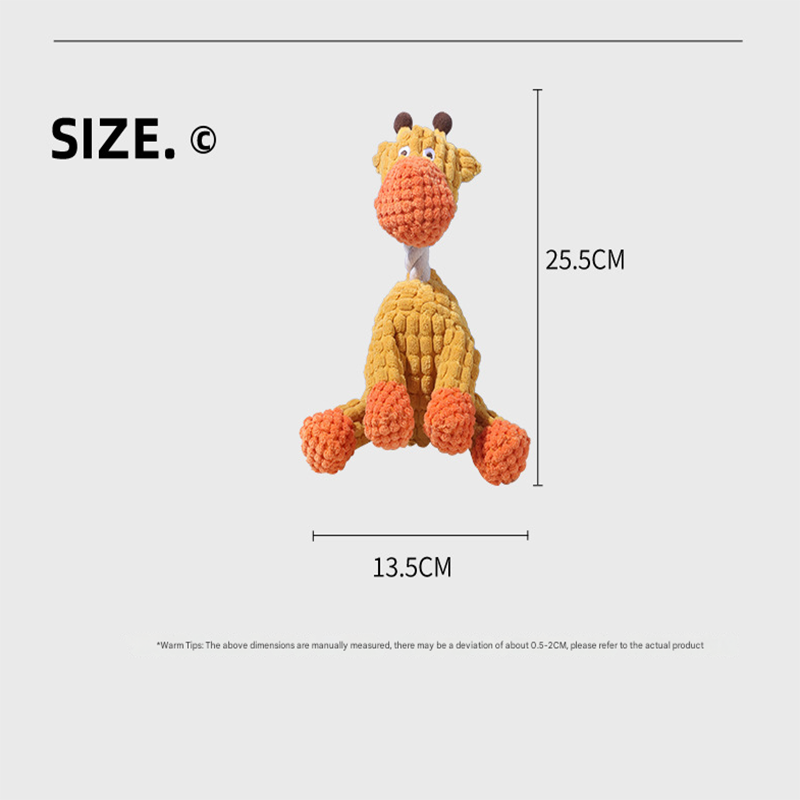 Giraffe Cuddly Corduroy Squeaky Animal Toy - Interactive Plush Chew for Dogs - Image 4