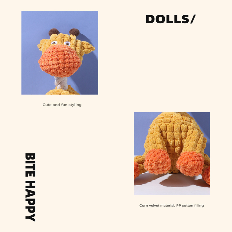 Grey donkey Cuddly Corduroy Squeaky Animal Toy - Interactive Plush Chew for Dogs - Image 3