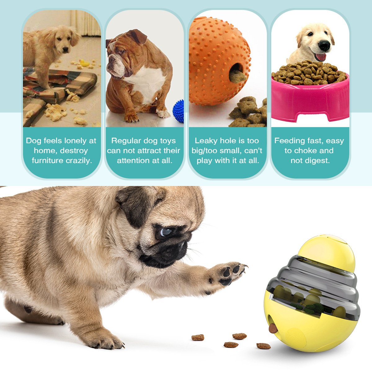 Interactive Dog Puzzle Feeder with Adjustable Food Dispensing Holes(Blue) - Image 2