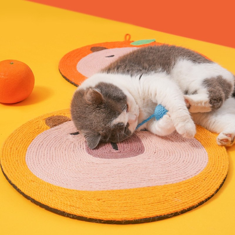 Fruit-Themed Capybara Cat Scratching Pad - Sisal Rope, EVA Non-Slip Backing, Hanging or Floor Use(red) - Image 3
