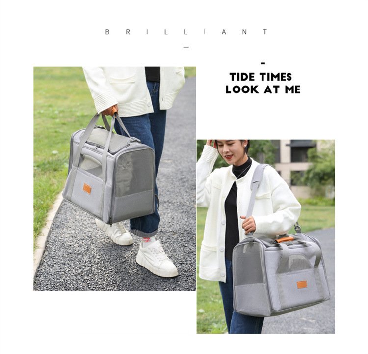 Foldable Soft-Sided Pet Carrier for Travel - Fits Cats & Small Dogs Under 6kg, with Removable Plush Bed & Shoulder Strap(grey) - Image 6