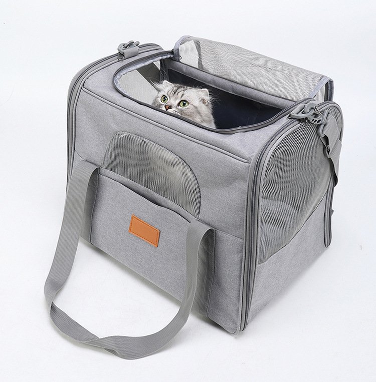 Foldable Soft-Sided Pet Carrier for Travel - Fits Cats & Small Dogs Under 6kg, with Removable Plush Bed & Shoulder Strap(grey) - Image 7