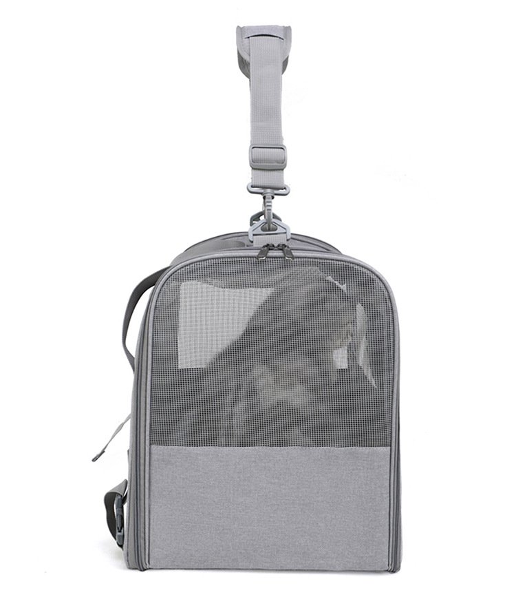 Foldable Soft-Sided Pet Carrier for Travel - Fits Cats & Small Dogs Under 6kg, with Removable Plush Bed & Shoulder Strap(grey) - Image 8