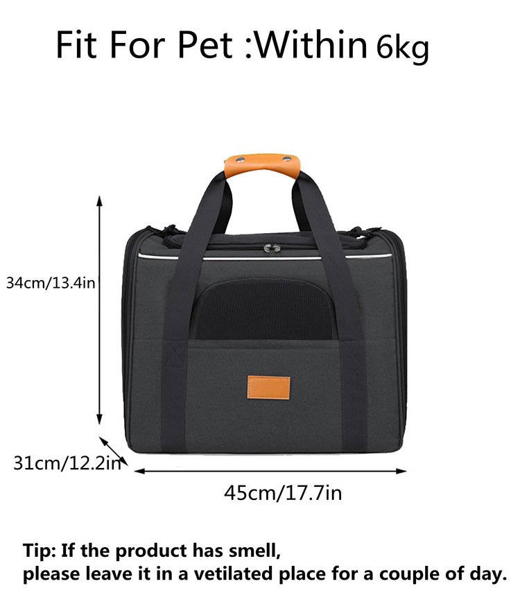 Foldable Soft-Sided Pet Carrier for Travel - Fits Cats & Small Dogs Under 6kg, with Removable Plush Bed & Shoulder Strap(grey) - Image 10
