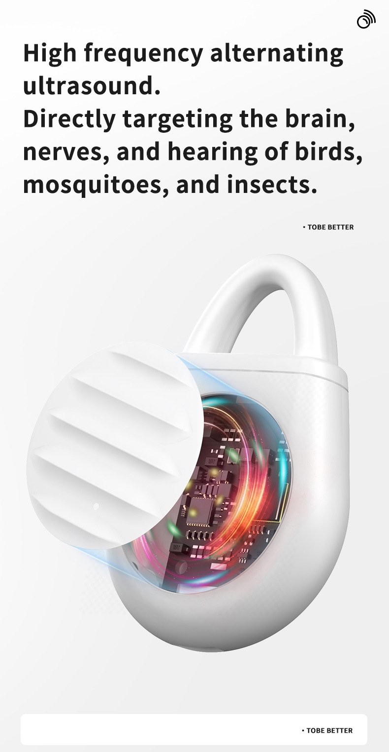 2 Pcs White Portable Ultrasonic Pest Repeller - Rechargeable Mosquito & Bird Repellent Device | 3-Mode for Indoor, Outdoor & Camping - Image 4