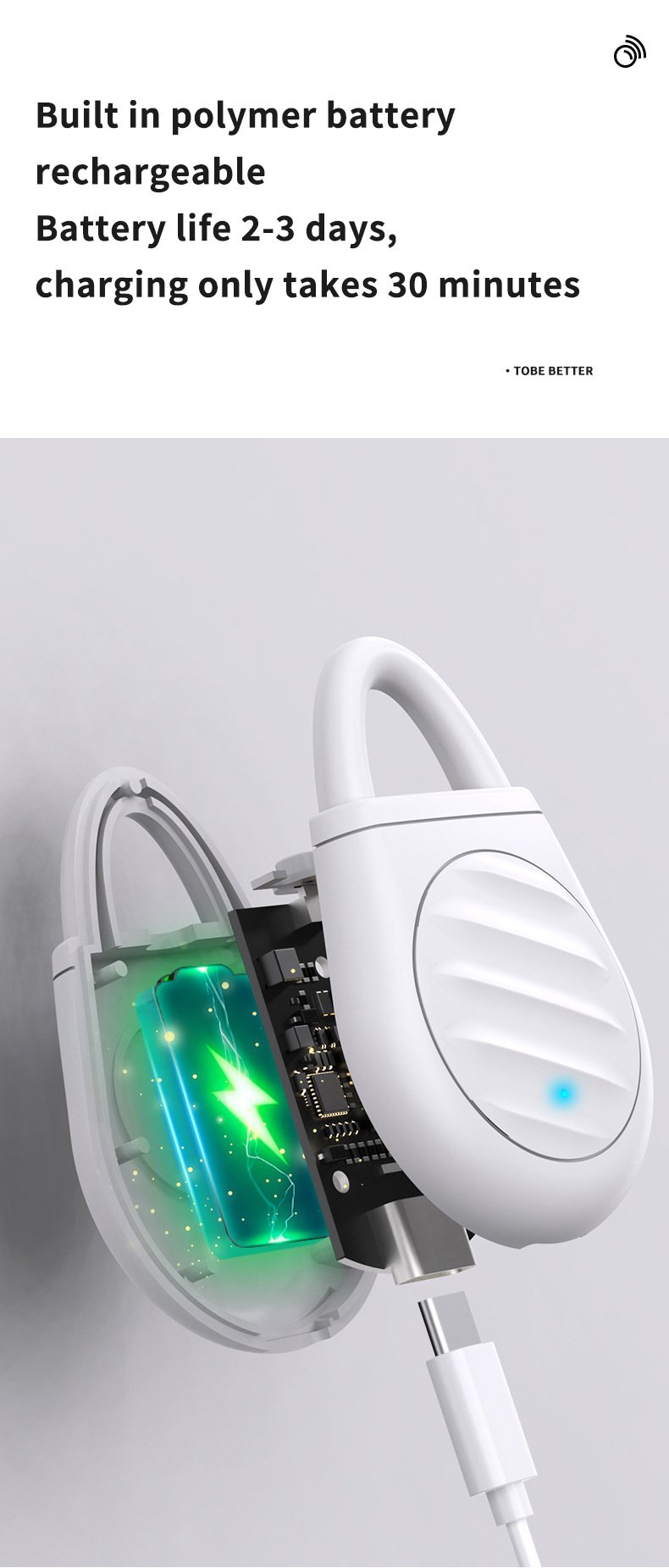 2 Pcs White Portable Ultrasonic Pest Repeller - Rechargeable Mosquito & Bird Repellent Device | 3-Mode for Indoor, Outdoor & Camping - Image 7