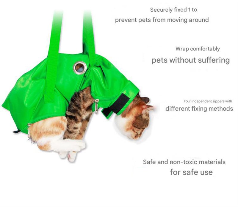 Size L Orange Multi-Functional Cat Grooming Bag - Anti-Scratch Restraint Pouch for Nail Trimming and Vet Visits - Image 4