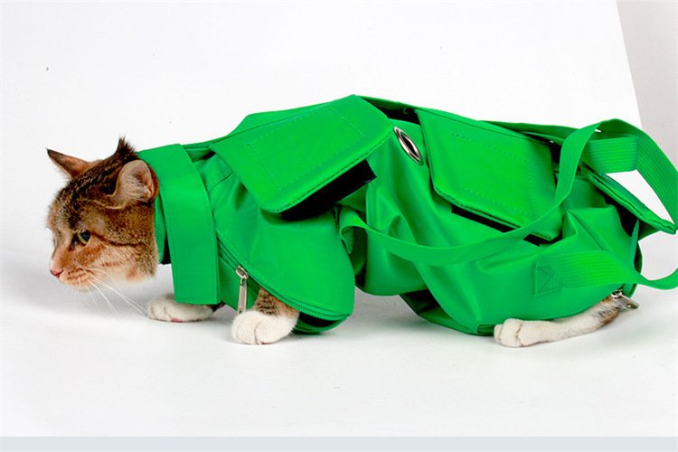 Size L Orange Multi-Functional Cat Grooming Bag - Anti-Scratch Restraint Pouch for Nail Trimming and Vet Visits - Image 11