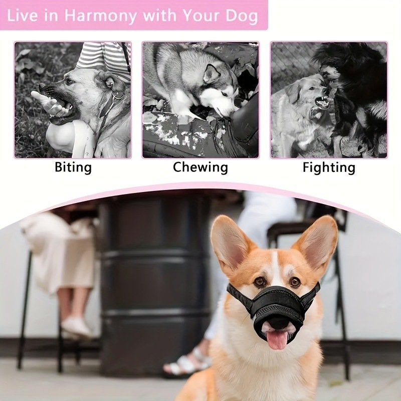 3 Pcs Size XXL Black Breathable Mesh Dog Muzzle - Soft & Comfortable Guard to Prevent Biting, Allows Panting and Drinking - Image 6