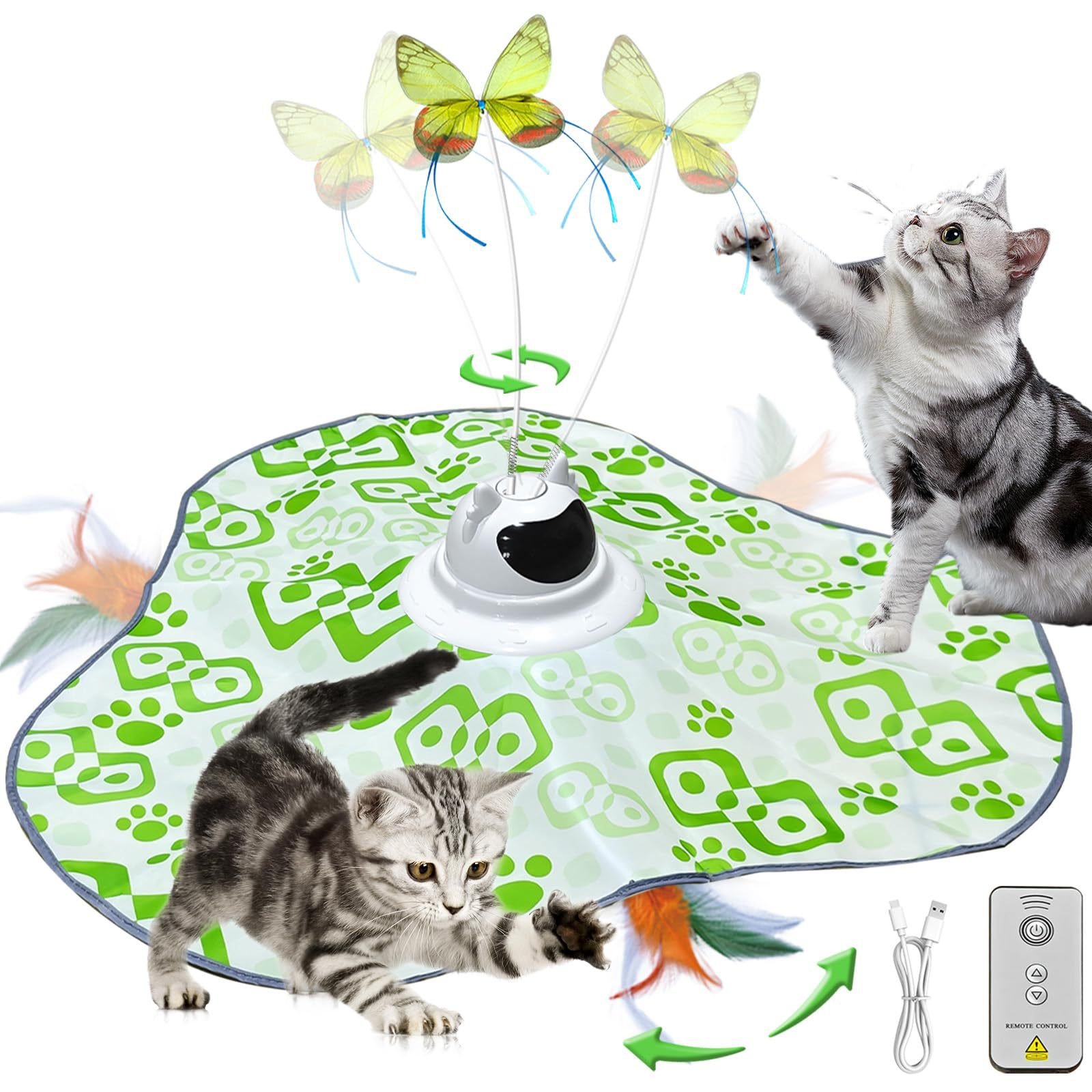 Green Interactive Cat Play Tunnel & Hunting Cover - Self-Entertaining Pet Game Toy with Teasers