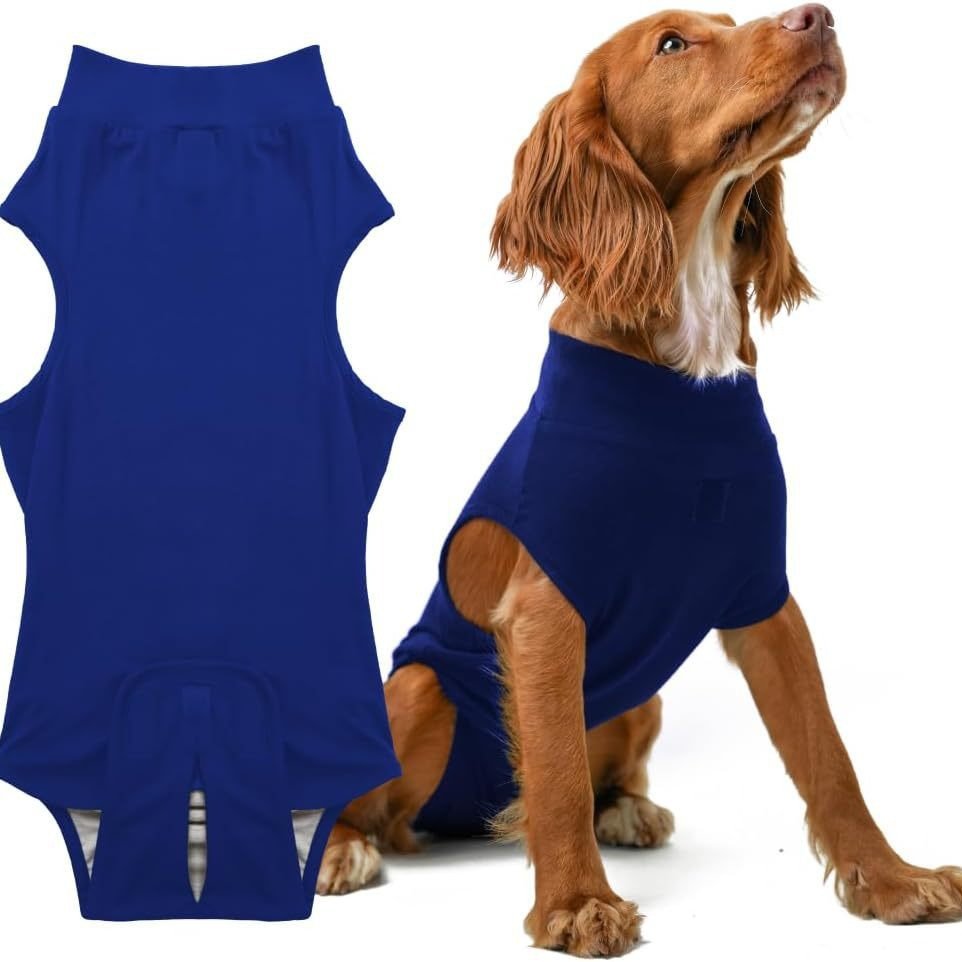 S/M Blue Premium Pet Physiological Suit - Comfortable & Breathable Bamboo Modal Recovery Suit
