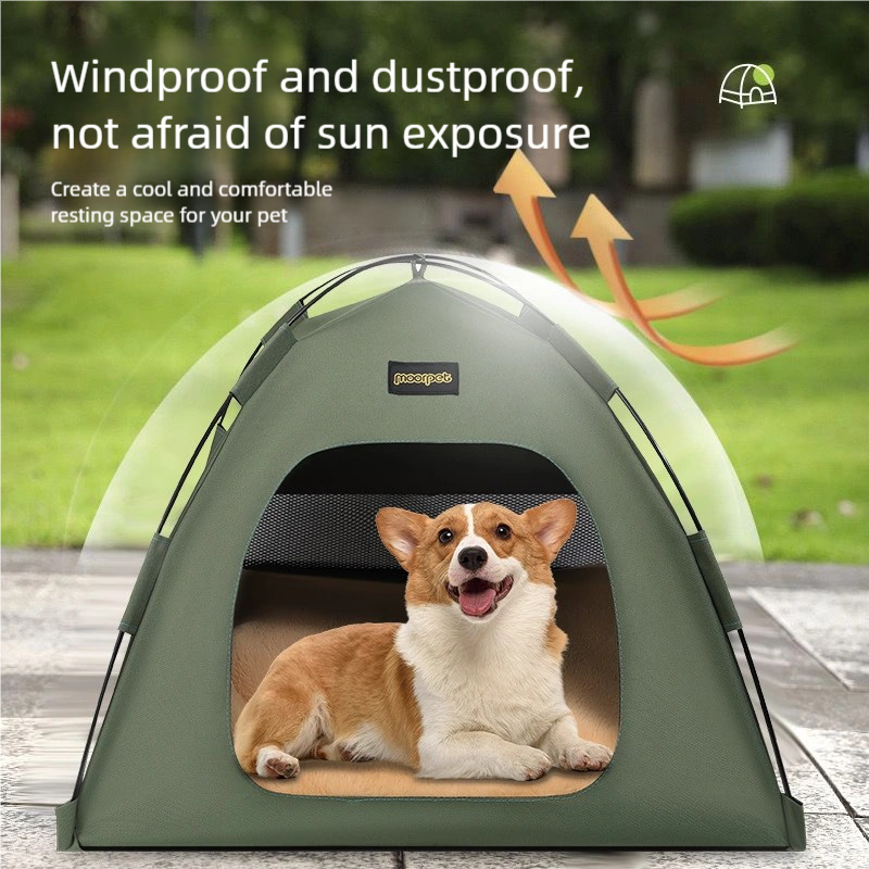 Medium Pet Tent for Cats & Dogs(Khaki) - Portable Comfort Shelter with Soft Cushion - Image 5