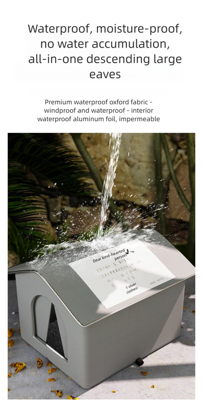 Medium Elevated Indoor/Outdoor Pet Shelter(grey): Waterproof, Insulated for All-Season Warmth - Image 2