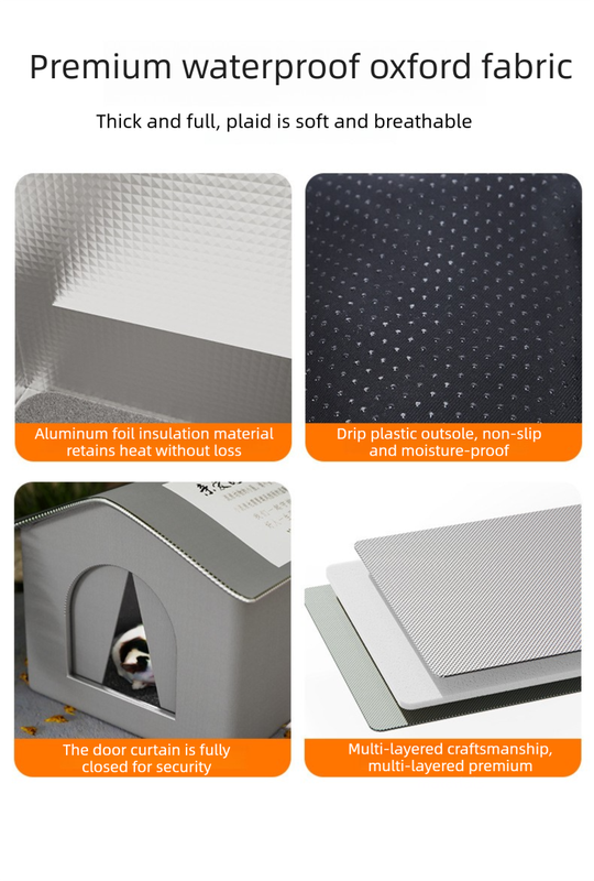 Medium Elevated Indoor/Outdoor Pet Shelter(grey): Waterproof, Insulated for All-Season Warmth - Image 3