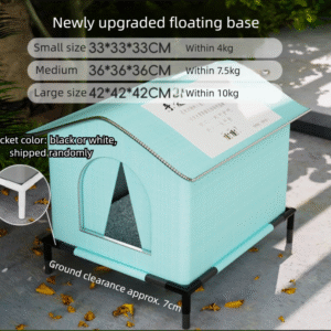 Medium Elevated Indoor/Outdoor Pet Shelter(blue): Waterproof, Insulated for All-Season Warmth