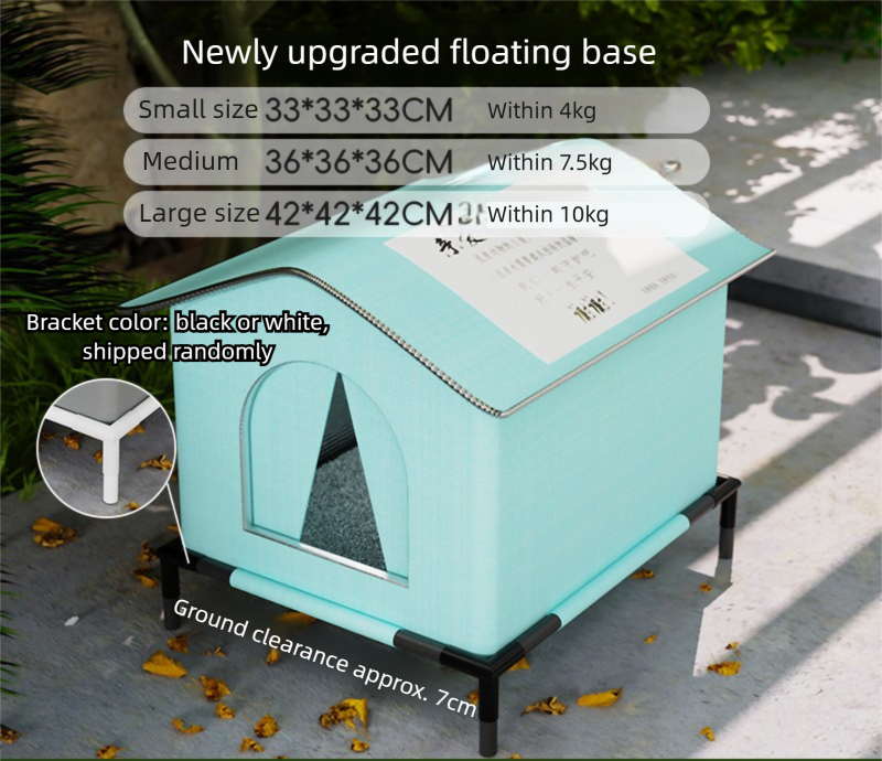 Large Size Elevated Indoor/Outdoor Pet Shelter(blue): Waterproof, Insulated for All-Season Warmth