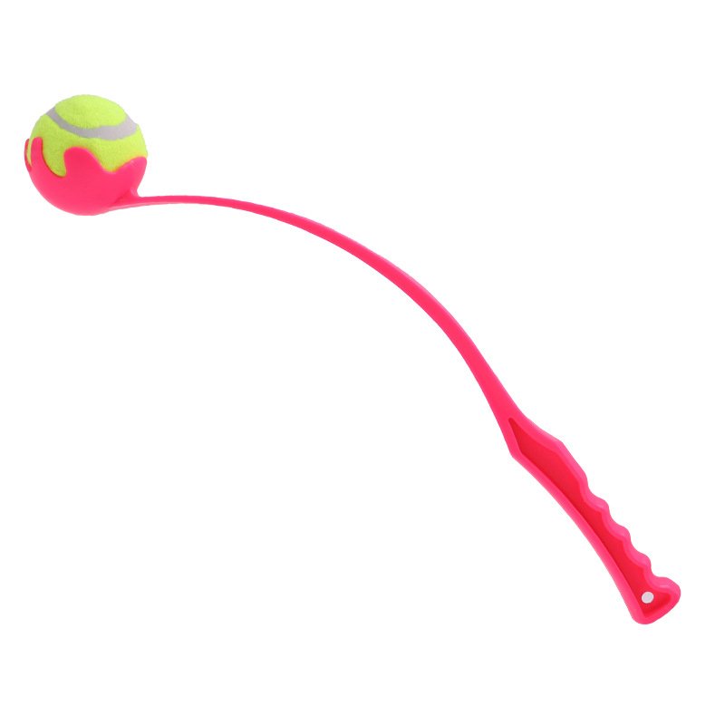 3-Pack Pink PP Dog Tennis Ball Launcher Stick(48 Ã— 8 CM) - Manual Fetch Thrower for Long Distance Outdoor Training & Hands-Free Pickup