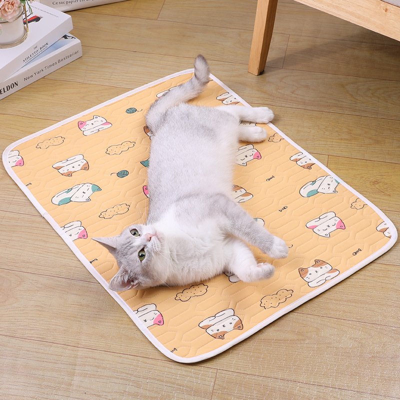 2-Pack Orange Cat Pet Summer Cooling Latex Pad (M Size: 50*40cm) - Breathable Ice Silk & Latex-Filled Dog Bed Cat Sleeping Mat with Non-Slip Base - Image 6