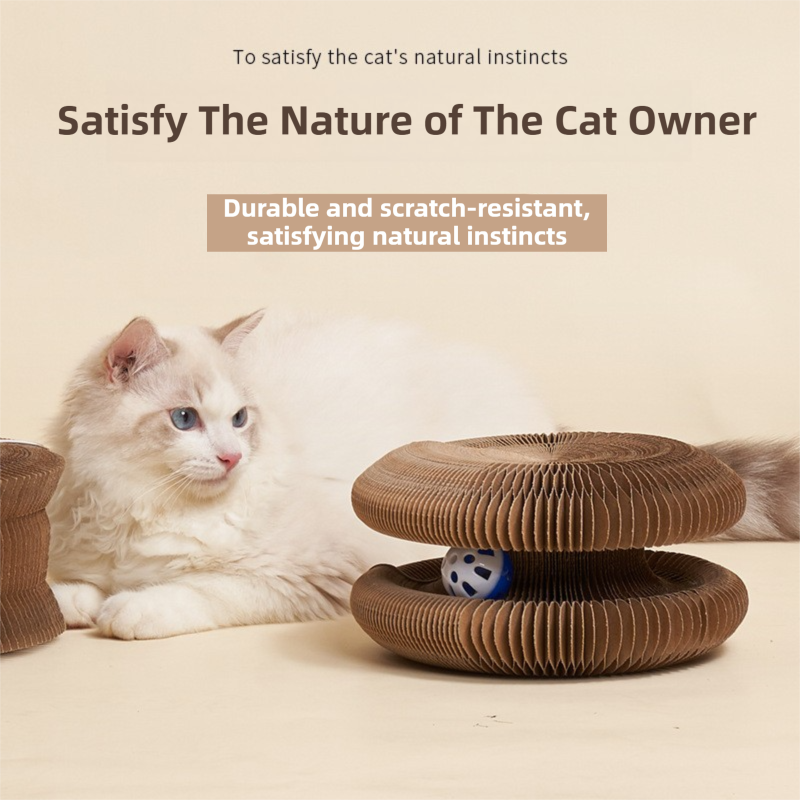 2-Pack Creative Accordion Cat Scratcher (Cat Head Design, 23x23x10CM) - Reversible Honeycomb Material Scratch Pad & Lounge Mat for Stress Relief - Image 2